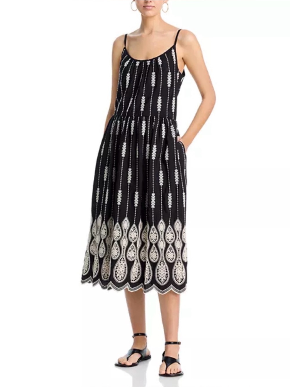 Ramy Brook Sandra Black Lace Embroidered Midi Dress NWT